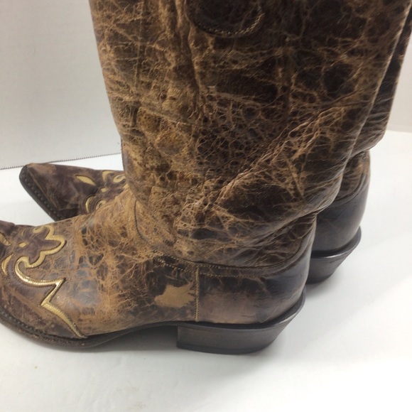 Diva vintage Lucchese distressed handmade brown western cowboy boots size 9B - Picture 10 of 13